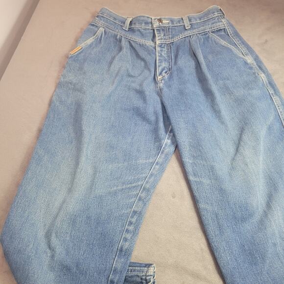 Vintage Gitano Jeans Womens Size 16 Short Blue High Rise Barrel Leg Rigid Denim - Picture 10 of 15